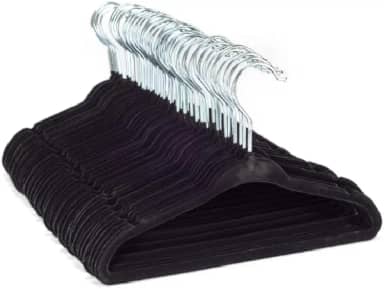 Kit 50 Cabides de Veludo Infantil Slim Ultrafino (Preto)