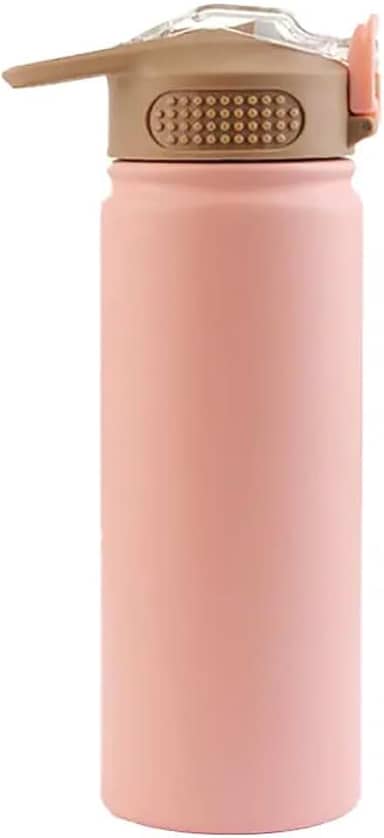 Garrafa Térmica Squeeze 530ml, com Tampa Flip, Parede Dupla de Aço Inox, Livre de BPA, Para Academia, Ideal para Água - Branco e Rosa (Rosa)