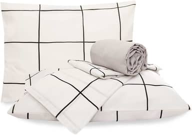 Jogo De Lençol Queen 4 Peças Grid Algodão, Branco, Marina Enxovais, Duplo, Classic