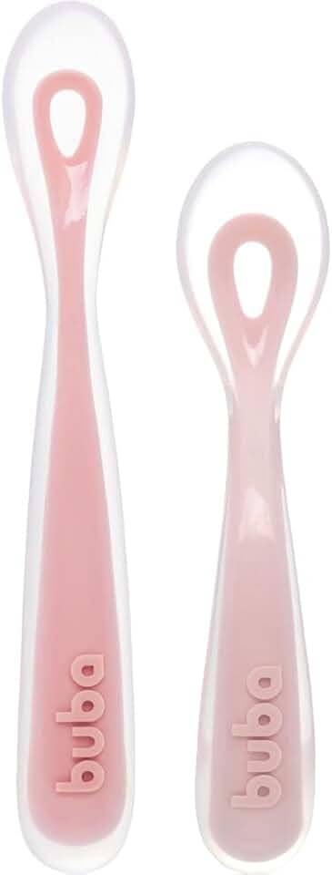Buba, Kit 2 Colheres Em Silicone Fases 1 E 2 Rosa