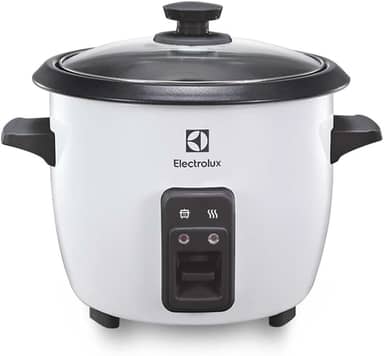 Electrolux RCB50 - Panela Elétrica vapor arroz, capacidade 1,3L, 7 xícaras manter aquecido, panela removível antiaderente, tampa vidro, 127v, por Rita Lobo, branca
