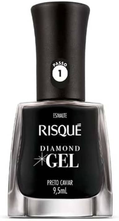 Esmalte Risqué Diamond Gel Preto Caviar Cremoso 9, 5ml, Risqué, PRETO CAVIAR, 9.5 ml