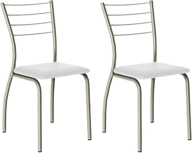 Conjunto 2 Cadeiras 1700 Tubo Prata Napa Branca Carraro