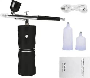 Kit Aerógrafo Compressor USB Recarregável Sem Fio Portátil Preto com Acessórios para Maquiagem, Nail Art, Artesanato Alto Padrão Great Home
