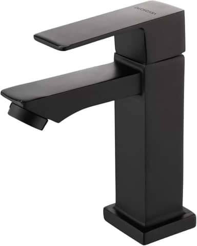 Torneira Banheiro Quadrado Luxo Moderna Lift estilo docol 1/4 de Volta Bica Baixa Cromada Espelhada Lavabo Aço Inox Alto Padrão Fria Preto Fosco Black Matte (Preto Fosco)