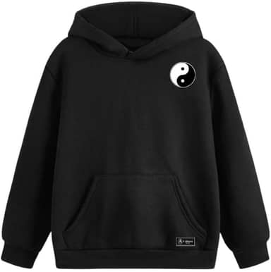 Blusão Moletom Canguru Yin Yang Infantil Personalizado com Capuz e Bolso