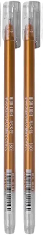 Kit 2 Caneta Prata, Dourada ou Branca Gel Ponta Fina Gelly Roll 0.6mm Para Design de Sobrancelha Desenho Marcador Colorir Canetas Brancas Pintar Livros Profissional Artesanato (dourada)