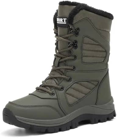 Botas de neve femininas impermeáveis com cadarço de inverno confortáveis e forradas com pele leve antiderrapante plataforma cano médio para viagens e trabalho