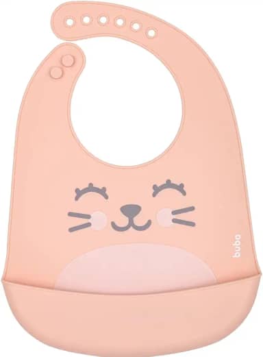 Buba, Babador Em Silicone Com Pega-Migalhas Gumy Pessego