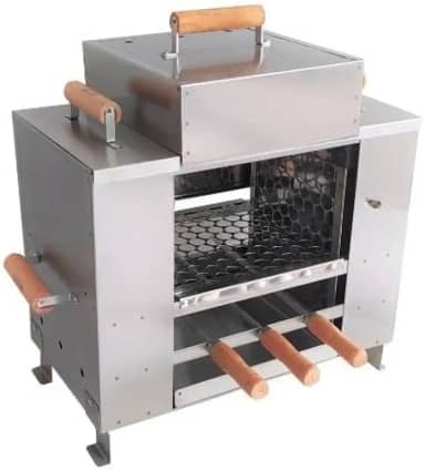 Churrasqueira Ecológica Sem Fumaça Apartamento Grande 3 Andares 2 Grelhas + 3 Espetos Com Tampa a Bafo Bancada