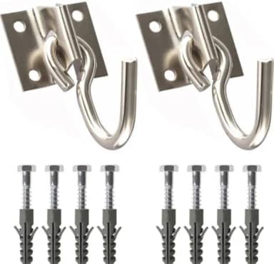 Kit Gancho para Rede em Aço Reforçado com Parafusos e Buchas – Instalação Segura e Completa - Produto Premiun