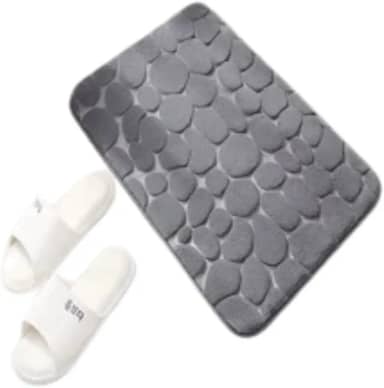Tapete de Porta Para Banheiro Estampa Pedra 60 cm Fino (CINZA, 1 UNIDADE)