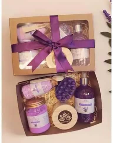 Kit presente SPA completo+Vela aromática+Geleia de banho+Sais de banho+Escalda pés+Sabonete Massageador