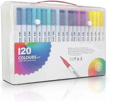 Canetas Brush Pen e Ponta Fina 2 em 1 Kit Profissional para Lettering Caligrafia e Desenho Canetinhas Coloridas Dual Tip para Artistas Estudantes e Adultos (120 cores)