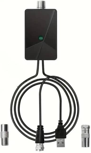 Amplificador de sinal de antena de TV HDTV com baixo ruído, fonte de alimentação USB, adequado para Smart TV e TV a cabo, uso interno, tensão de funcionamento de 5 V, sem necessidade de bateria