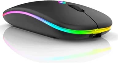 Mouse Sem Fio Recarregável Wireless Bluetooth Optico Led Rgb Colorido Ergonômico Usb 2.4 Ghz Notebook Computador Pc Desktop Linha Premium