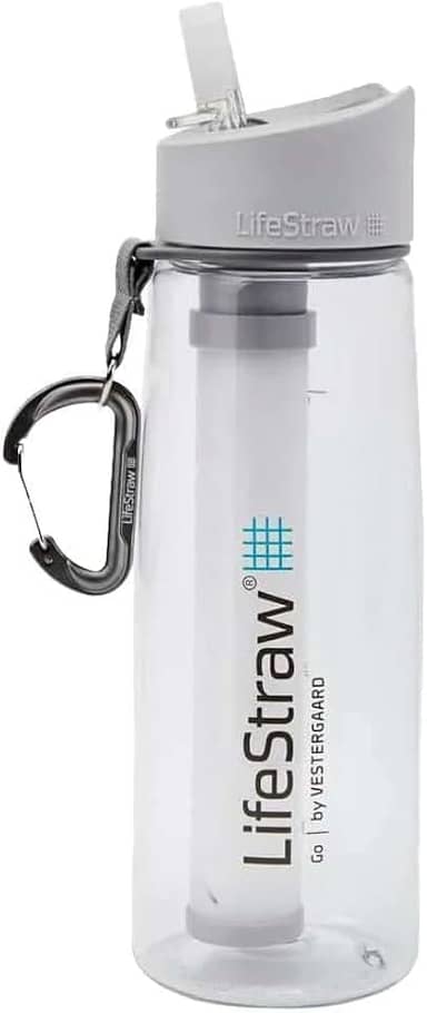 LifeStraw Garrafa de filtro de água Go com canudo de filtro integrado de 2 estágios para caminhadas, mochilas e viagens