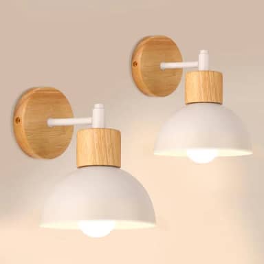 Arandela Quarto, Com 2 Arandelas de Parede de Madeira E27 Moderna, Conjunto de Casa Simples, Luminária de Parede 220V