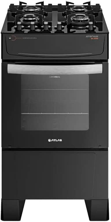 Fogão Atlas 4 Bocas preto Atenas Glass com Acendimento automático - Bivolt