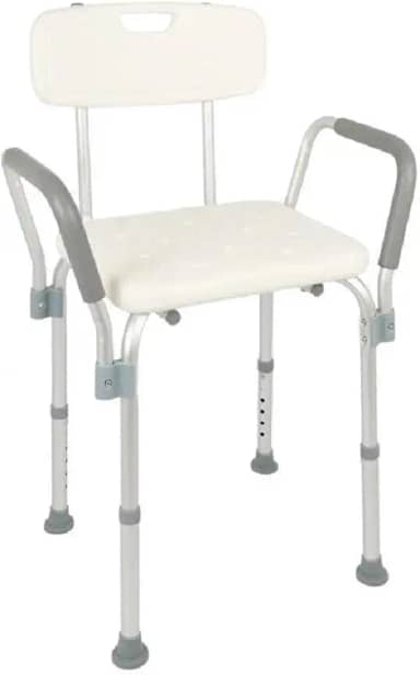 Cadeira de Banho com Encosto e Apoio para Braço – Banqueta Reforçada para Idoso, Adultos e Obesos até 135kg