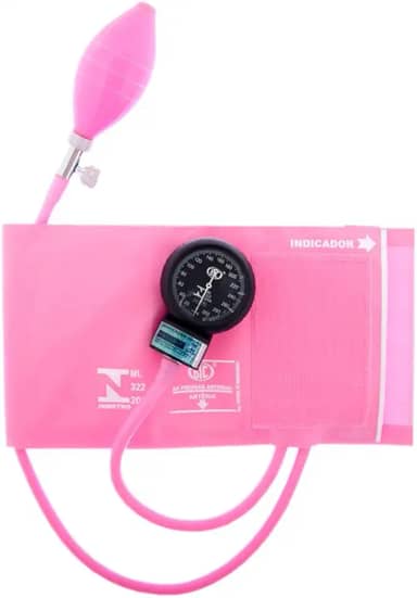 Aparelho de Pressão Esfigmomanômetro Bic Rosa Chiclé Fecho de Contato - 05 Anos de Garantia