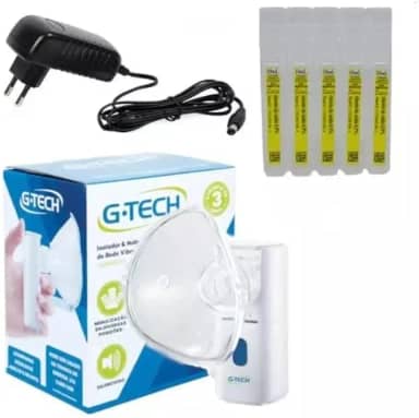 Inalador G-tech Eletrico de Rede Vibratória NEBMESH Portátil Com Fonte Bivolt Incluso…