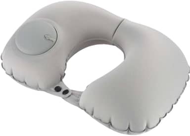 Almofada Inflável de Pescoço para Viagem, Travesseiro Portátil e Confortável para Avião, Carro e Relaxamento (Cinza)