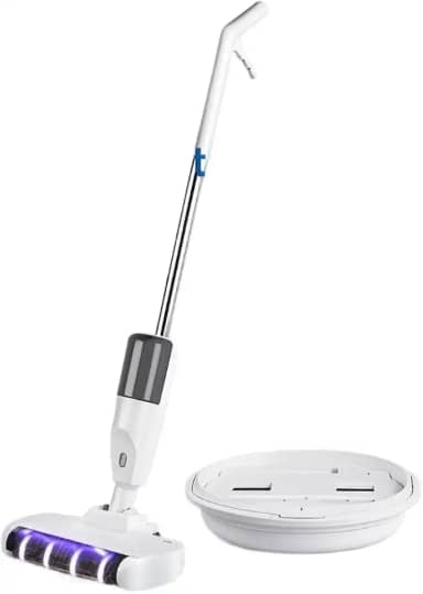 Esfregão Elétrico Verical 3 em 1 Sem Fio com Luz UV Aspirador Recarregável Autonomia de ate 1 Hora (1,BRANCO)