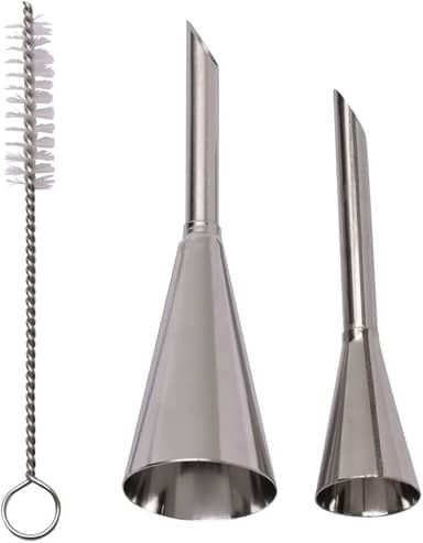 Mimo Style Bicos Para Confeitaria em Aço Inoxidável. Conjunto de Dois Bicos e Acompanha Acessório Para Limpeza. Perfeitos Para Os Mais Diversos Tipos de Sobremesas. Reutilizável, Resistente e Durável