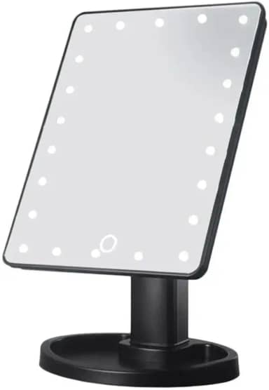 Espelho Articulado De Mesa Com Iluminação LED Para Maquiagem E Barbear (Preto)