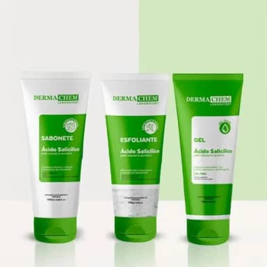 Kit Skincare Anti Acne e Oleosidade Sabonete + Esfoliante + Gel Hidratante Dermachem