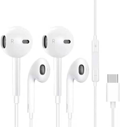 2 pacotes de fones de ouvido USB C versão atualizada, adequados para iPhone 17/16/15 Pro Max Plus tipo C, com microfone e volume ajustável, adequado para iPhone 16/15 Pro/iPad/Galaxy S23/S22/S21/S20