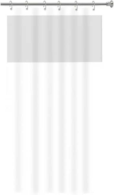 Cortina para Box de Banheiro em PVC com Visor 1,38m x 1,98m Impermeável Antimofo Branca