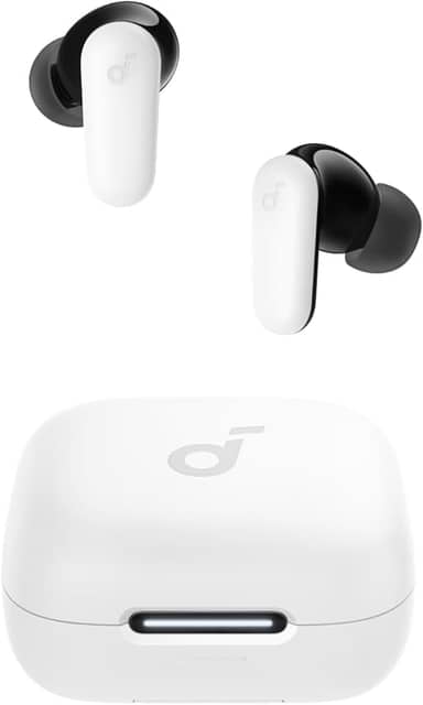 soundcore P30i da Anker, Fone de Ouvido Bluetooth 5.4 com Cancelamento de Ruído Adaptativo, Graves Poderosos, 45H de Reprodução, Estojo 2-em-1 com Suporte para Celular, IP54, Fone sem fio TWS, Branco