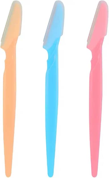 Kit 3 Navalhas de Sobrancelha e Aparador Facial Lâmina Para Depilar Rosto, Buço e Sobrancelhas Navalha Aparadora de pelo