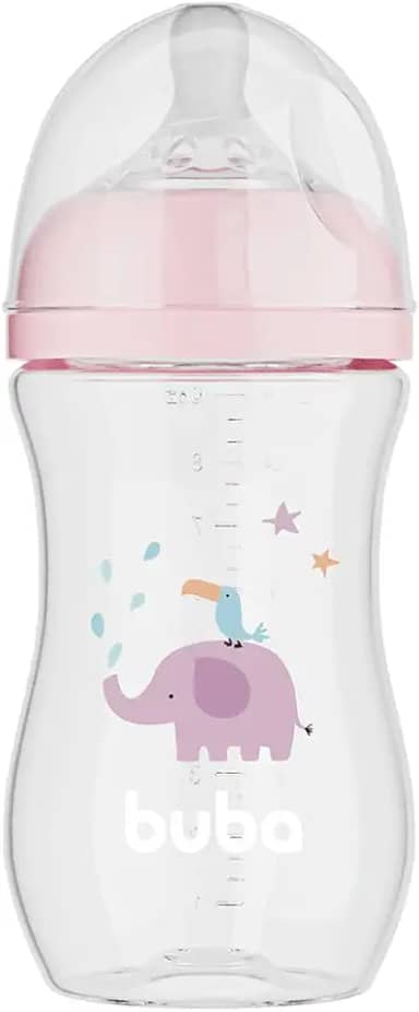 Buba, Mamadeira Easy Flow Elefante Rosa 270ml