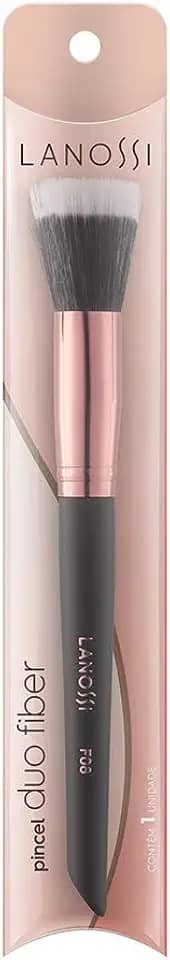Pincel Duo Fiber Rose Black, Cor Preto/Rosé Metalizado, Lanossi Beauty & Care.