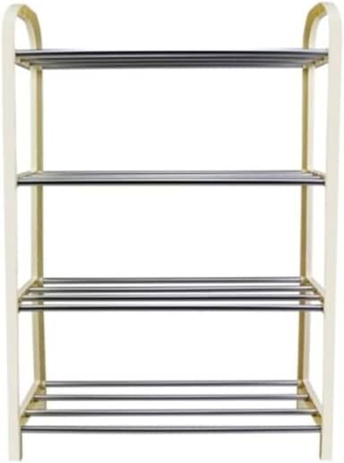 Sapateira Plástico Com Metal 4 Divisórias Desmontável (Branco)