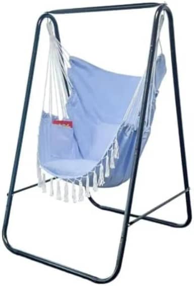 Suporte para Rede com Estrutura de Aço, Preto, 150cm x 100cm x 115cm, 6 Níveis de Altura, Capacidade 150kg, Pés Emborrachados