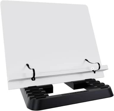 Marca Fácil Suporte para Livro e Notebook Resistente Ergonômico Durável Leve Portátil 19 Níveis de Ajuste com Prendedores de Páginas Branco M02