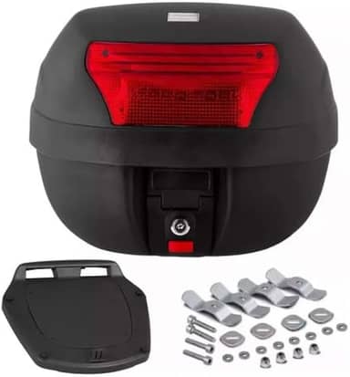 Bauleto 28 Litros Moto Traseiro Universal Removivel Pro Tork Lente Vermelha