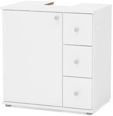 Balcão para Banheiro 1 Porta e 3 Gavetas Branco Politorno