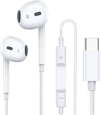 Fones de ouvido tipo C para iPhone 15 15 Pro 15 Pro Max 16 16 Pro Max com fio, fones de ouvido estéreo compatíveis com a maioria dos dispositivos com conector tipo C.