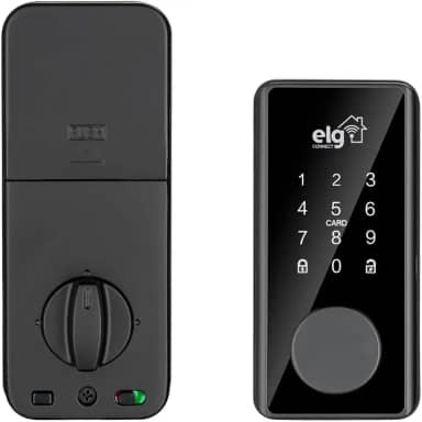 ELG, SHFD701, Fechadura Digital Inteligente de Embutir WI-FI, Abertura e Fechamento por Senha, Cartão de Proximidade, Aplicativo ou Chave de Emergência, Preto