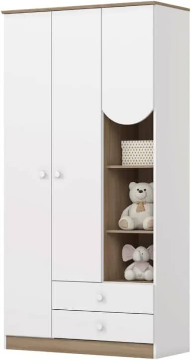 Guarda Roupas Infantil Para Quarto Bebê 3 Portas 2 Gavetas Magia