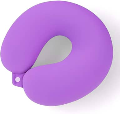 Almofada de Pescoço Travesseiro Cervical Ergonômico para Viagem Micropartículas Descanso (Lilás)