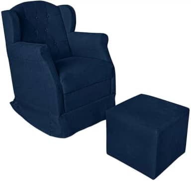 Poltrona de Amamentação Balanço Com Puff Platinum Decor (Azul Marinho)