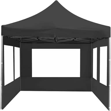 Kit Tenda Gazebo Sanfonada 3x3 Articulada Reforçada com Fechamento Laterais Completo Retrátil(PRETO)