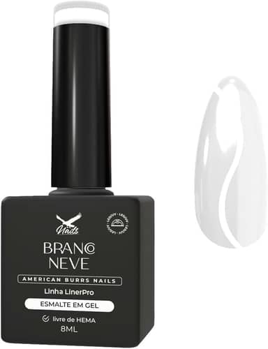 Esmalte em Gel Branco Neve Linha LinerPro 8ml | American Burrs Nails