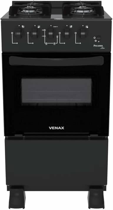 Fogão Venax Picasso Line 4 Bocas Mesa De Vidro Preto Bivolt